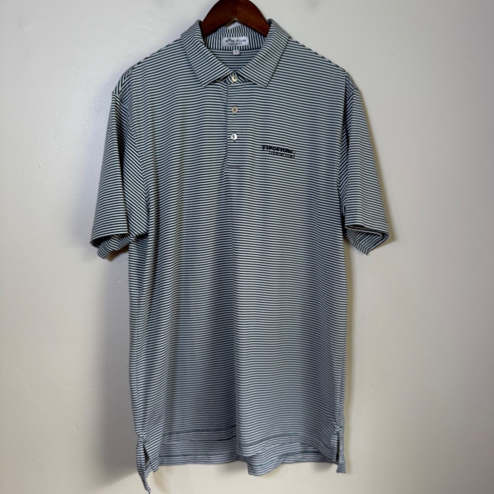 Peter Millar Summer Comfort Firestone Country Club Striped Polo Size L Green